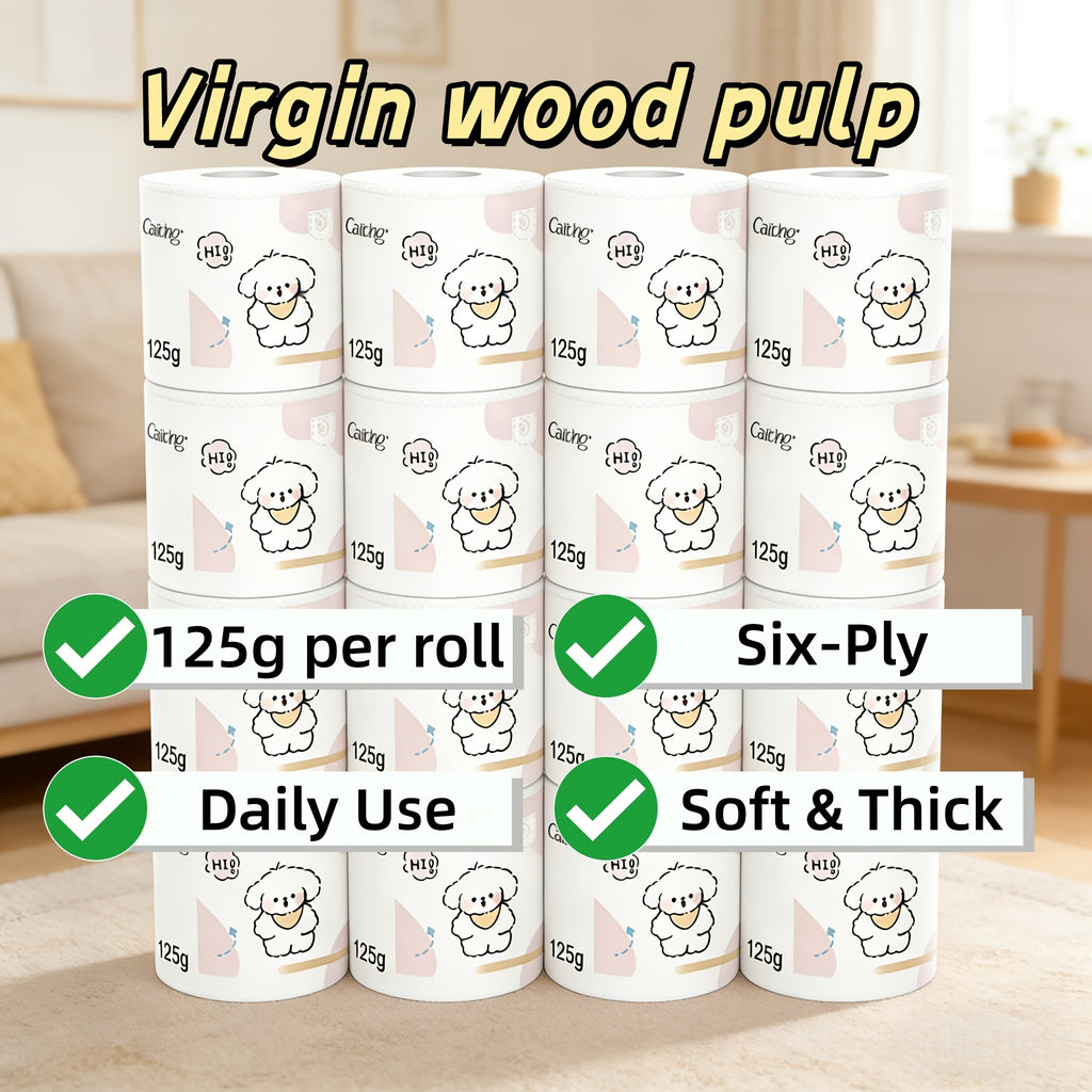 125g\u002Froll Toilet Paper, Made from Virgin Wood Pulp, Thickened Multi-layer Toilet Rolls with Core, Super Soft, Highly Absorbent, Lint-free and Not Easy to Tear, Suitable for Use in Hotels, Living Rooms, Kitchens, Bathrooms, and Other Various Places.