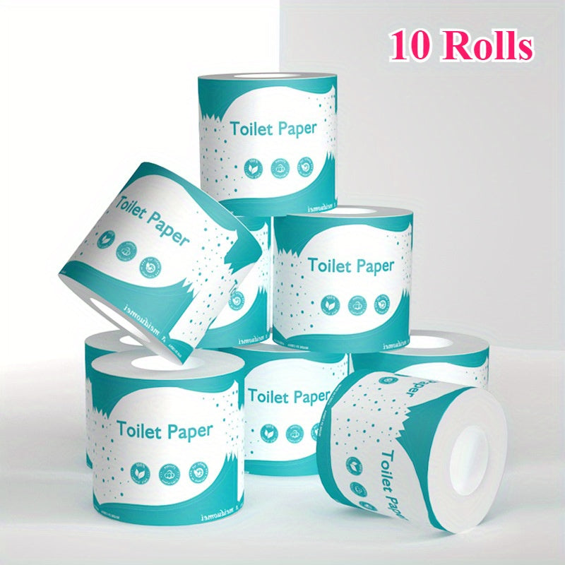 10 Rolls Toilet Paper, 5-Ply Thickened Toilet Tissue Paper Virgin Pulp, 100G Per Roll, Pack of 10 Rolls, Total Sheets 3000