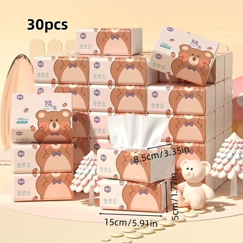 30 Packs of Soft White Tissue Paper, 280 Sheets Per Pack, Four-ply Disposable Tissues for Household Daily Cleaning