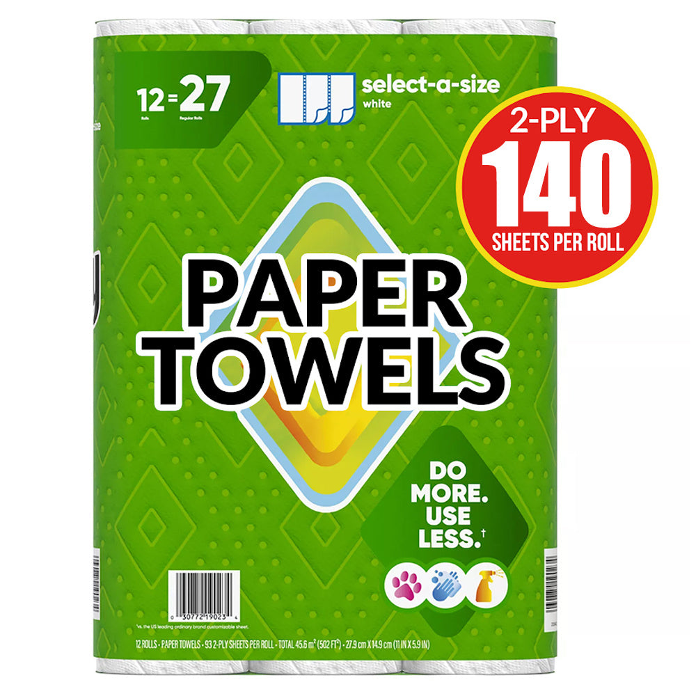 12 ct. Premium Paper Towels, 140 sheets per roll, Best for Home and Office Use