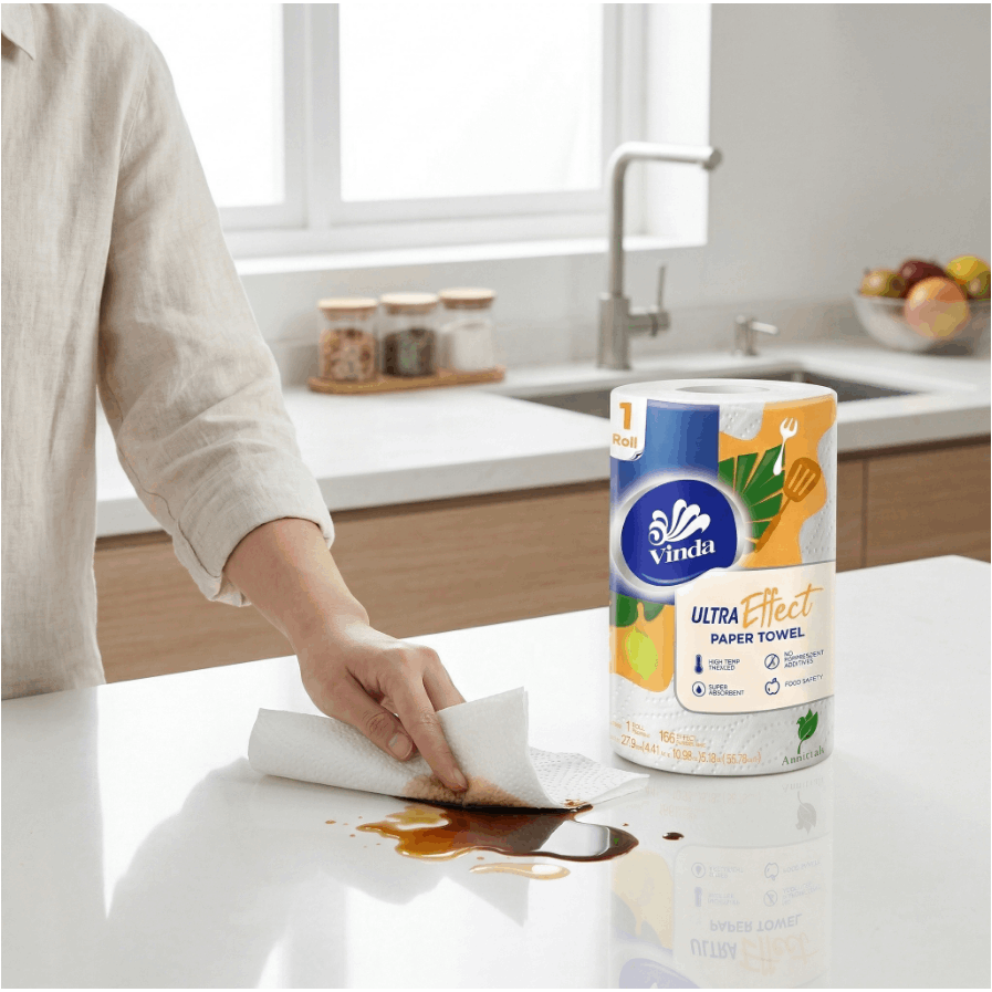 VINDA Paper kitchen Towels Select-A-Size White, 12 Mega Rolls, 3-ply .Individually Wrapped .1992 Sheets per Roll