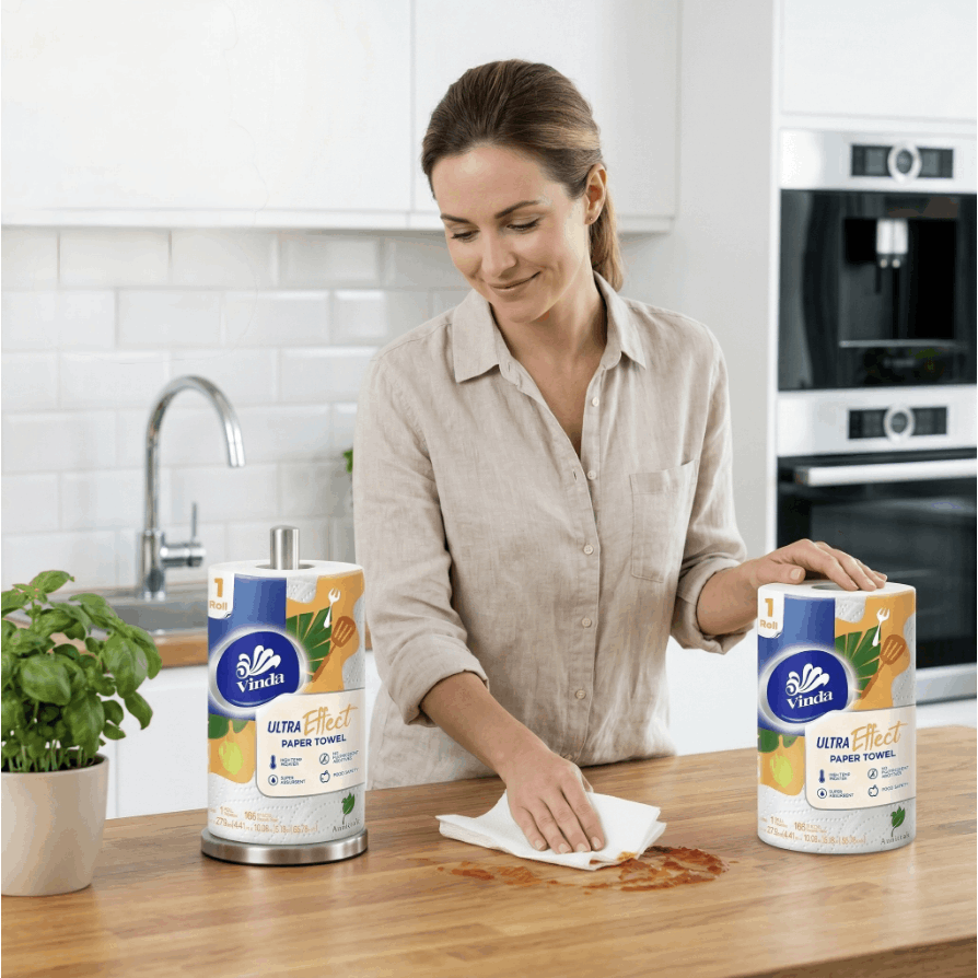 VINDA Paper kitchen Towels Select-A-Size White, 12 Mega Rolls, 3-ply .Individually Wrapped .1992 Sheets per Roll