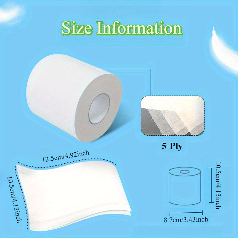 10 Rolls Toilet Paper, 5-Ply Thickened Toilet Tissue Paper Virgin Pulp, 100G Per Roll, Pack of 10 Rolls, Total Sheets 3000