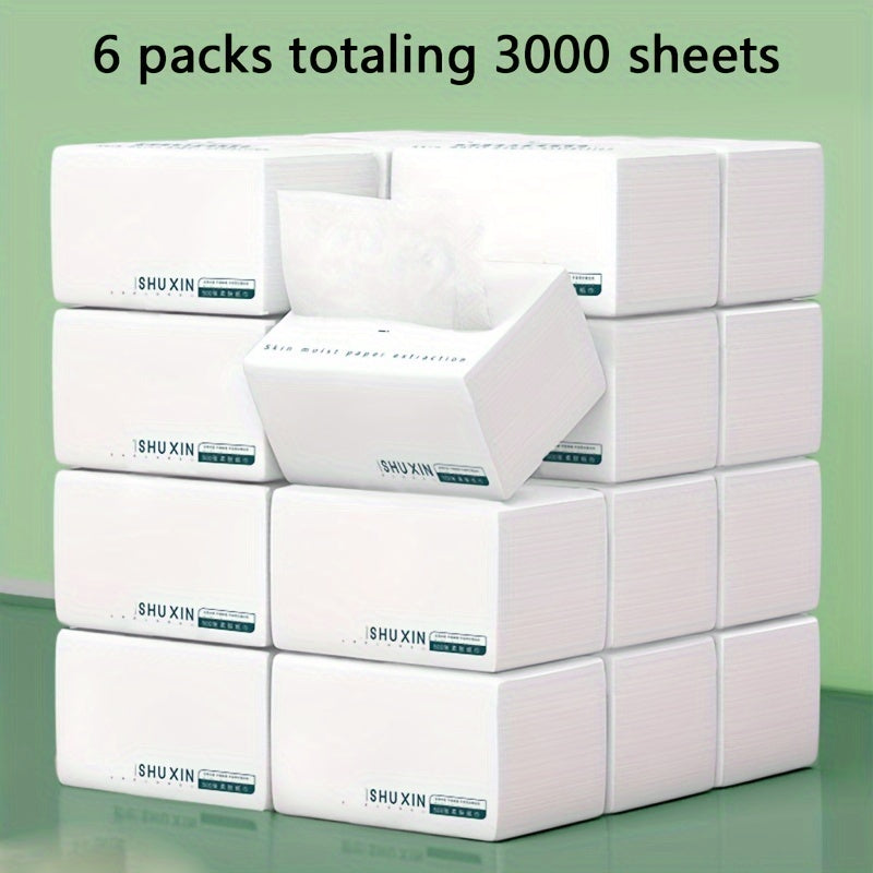 6Packs, Premium Tissue, 500 Tissues Per Pack, Facial Tissue, Napkins Paper, Tissue Paper, Durable Absorbent Tissue, for Home Dorm Office Company Outdoor, Cleaning Supplies, Cleaning Tool, Summer Essential, Back to School Supplies