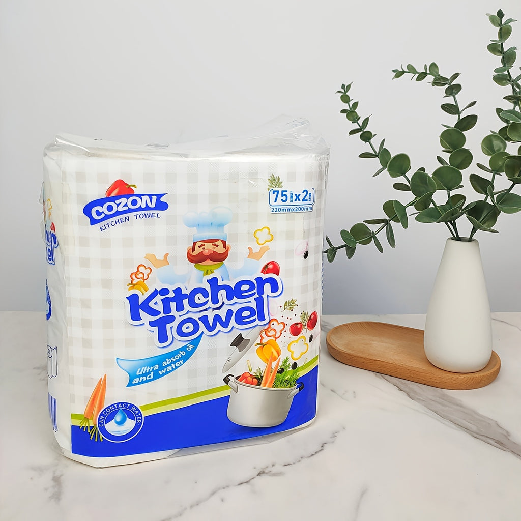 Select Large Size Kitchen Paper Towel 75\u002F Roll Wet And Dry Paper Towel Roll Double Layer Is Not Easy to Break