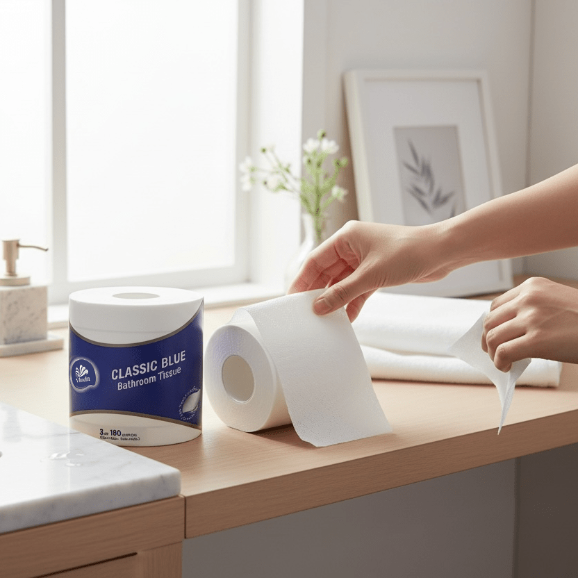 Vinda Classic Blue 3-Ply Bathroom Tissue 30 ROLLS, 100% Virgin Wood Pulp Toilet Paper, Soft & Strong, No Lint Shedding, Septic Safe, 180g\u002FRoll