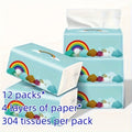 12 Packs, Total 3648 Sheets, Wood Pulp 4-layer Tissue Paper, Suitable for Home, Restaurant, Hotel, Travel, And Car Use, Facial Tissues, Soft Skin- Friendly Toilet Paper, Cleaning Supplies, Household Gadgets, Christmas Supplies