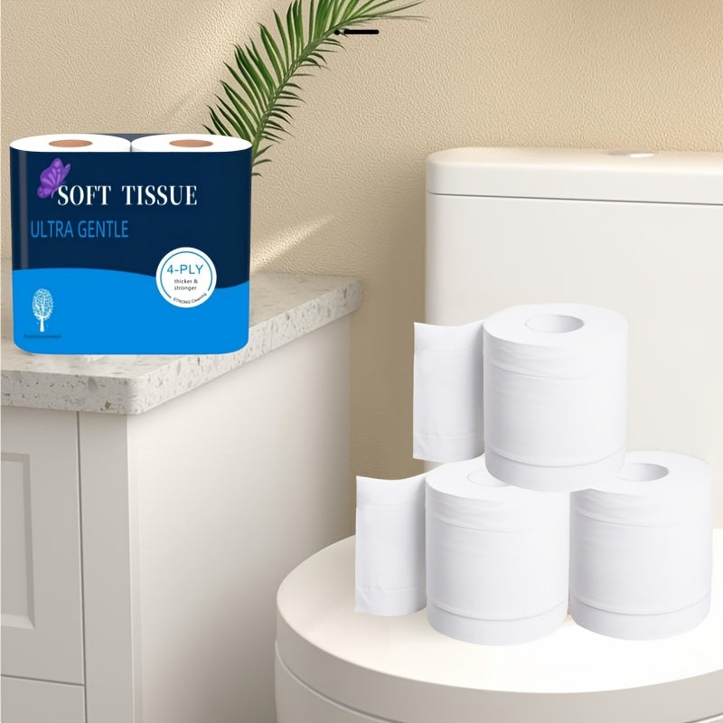 12 Rolls Family Pack Toilet Paper, 4-Ply Thickened Toilet Paper Cored Roll Paper, 250 Sheets\u002FRoll. Super Soft, Strong Water Absorption, Lint-Free And Not Easy to Break. Suitable for Hotels, Living Rooms, Kitchens