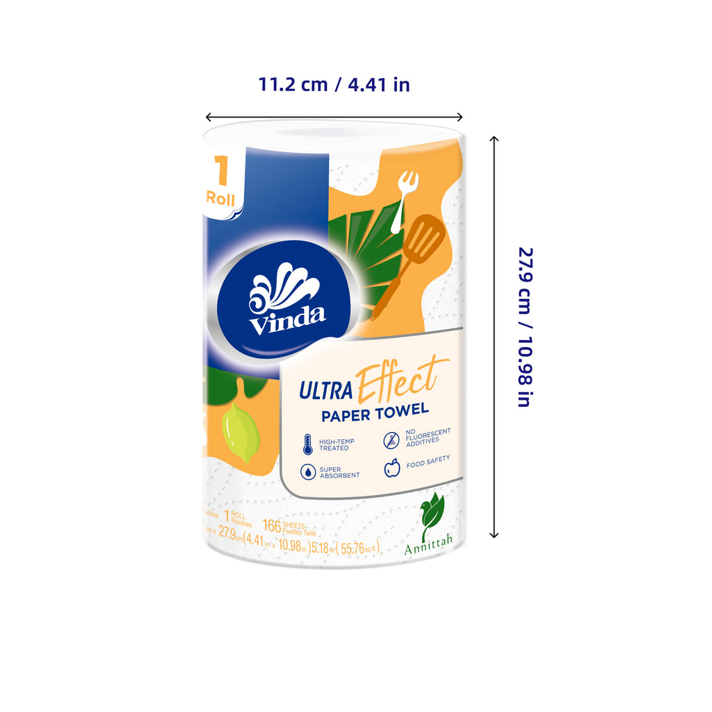 VINDA Paper kitchen Towels Select-A-Size White, 12 Mega Rolls, 3-ply .Individually Wrapped .1992 Sheets per Roll
