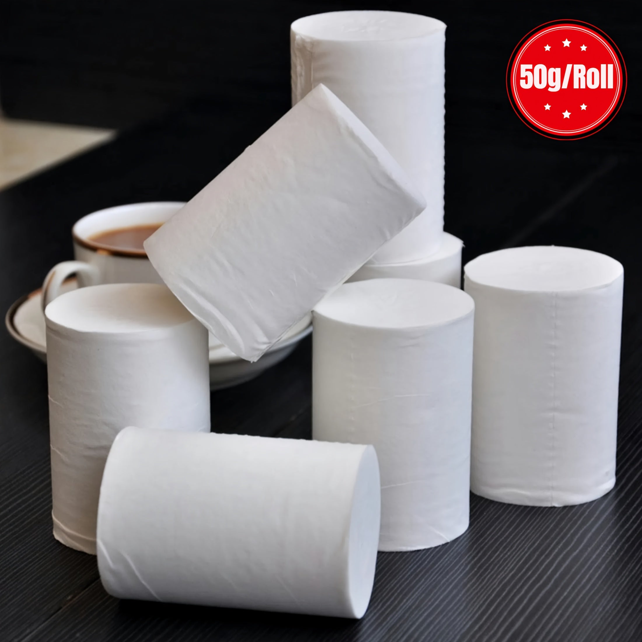 50 Roll Stock Pack, 50G\u002FRoll 4-Layer Thick Coreless Roll Paper, Local Wood Pulp Household Toilet Paper, Commercial Hand Towel Kitchen Tissue, Flexible And Absorbent Toilet Paper That Does Not Fall Off Chips