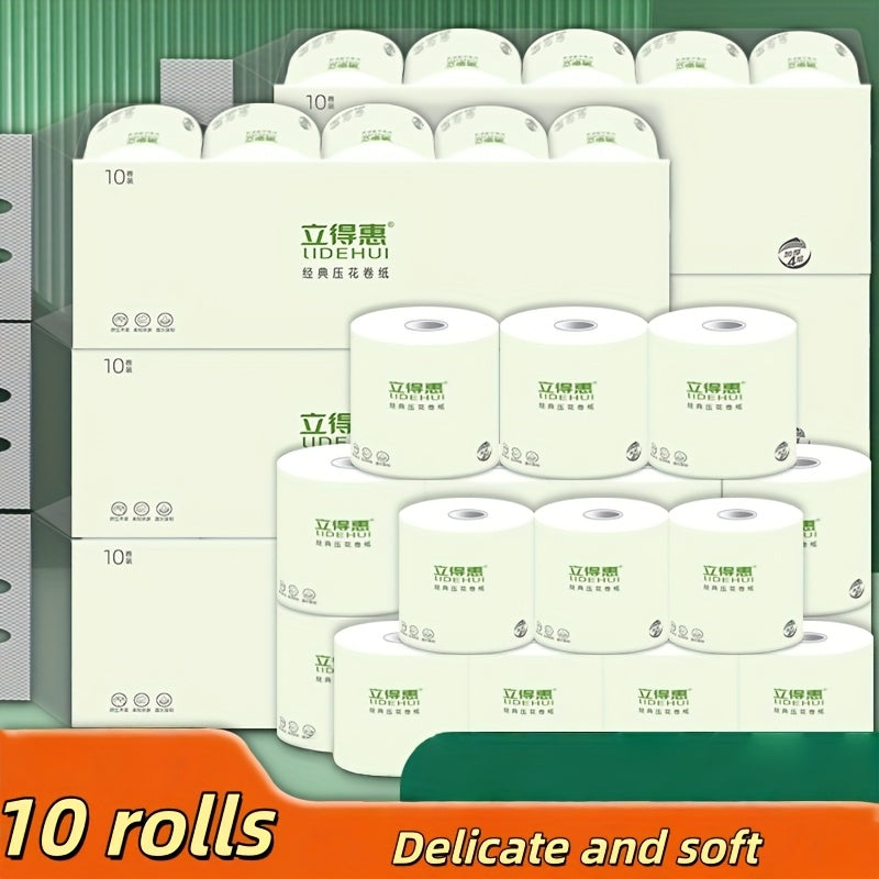 10 Rolls, Extra-thick Core Roll Paper, Household Bathroom Roll Paper, Hotel and Guesthouse Roll Toilet Paper