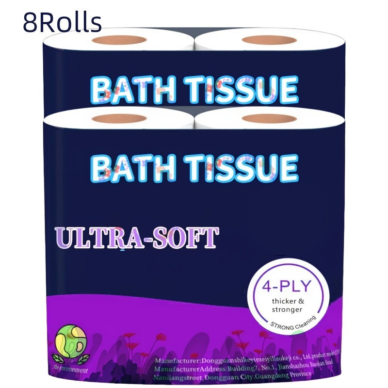 8-roll\u002F12-roll, Ultra-comfortable Family Pack Toilet Paper, Super-cleaning Toilet Tissue. Multi-purpose Roll Tissue, 4-ply Extra Thick and More Flexible, Soft and Skin-friendly for Better Health. 240 Sheets\u002Froll, 5.43inch*3.94inch\u002Fsheet