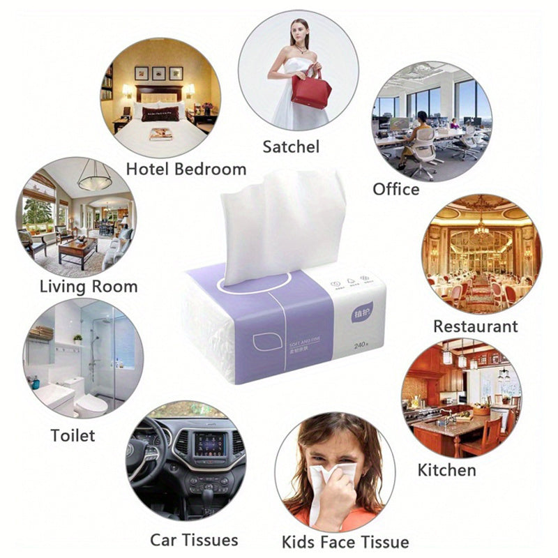 400pcs Pack of 4 Ultra-Soft 5-Layer Tissues, Containing 400 Sheets, Designed for Convenience at for Home And While Traveling, Crafted from Pure Wood Pulp