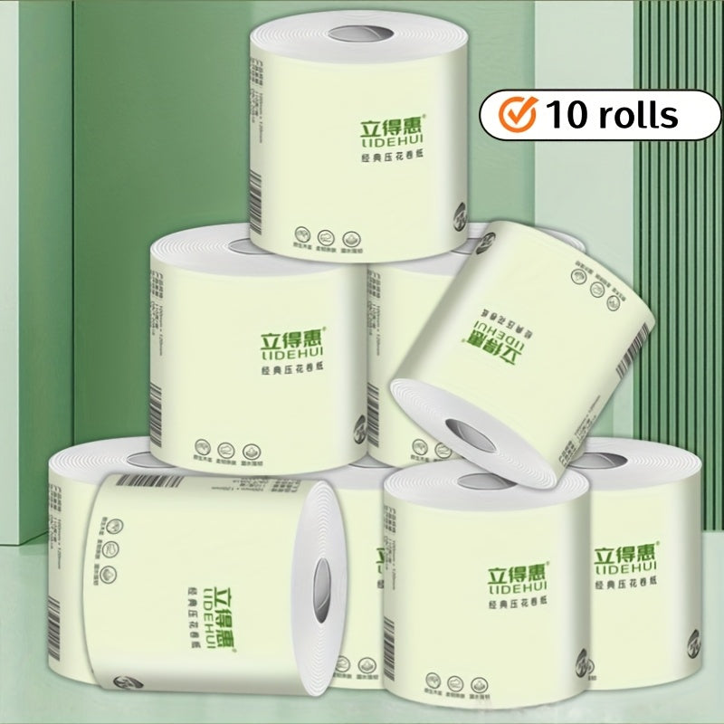 10 Rolls, Extra-thick Core Roll Paper, Household Bathroom Roll Paper, Hotel and Guesthouse Roll Toilet Paper