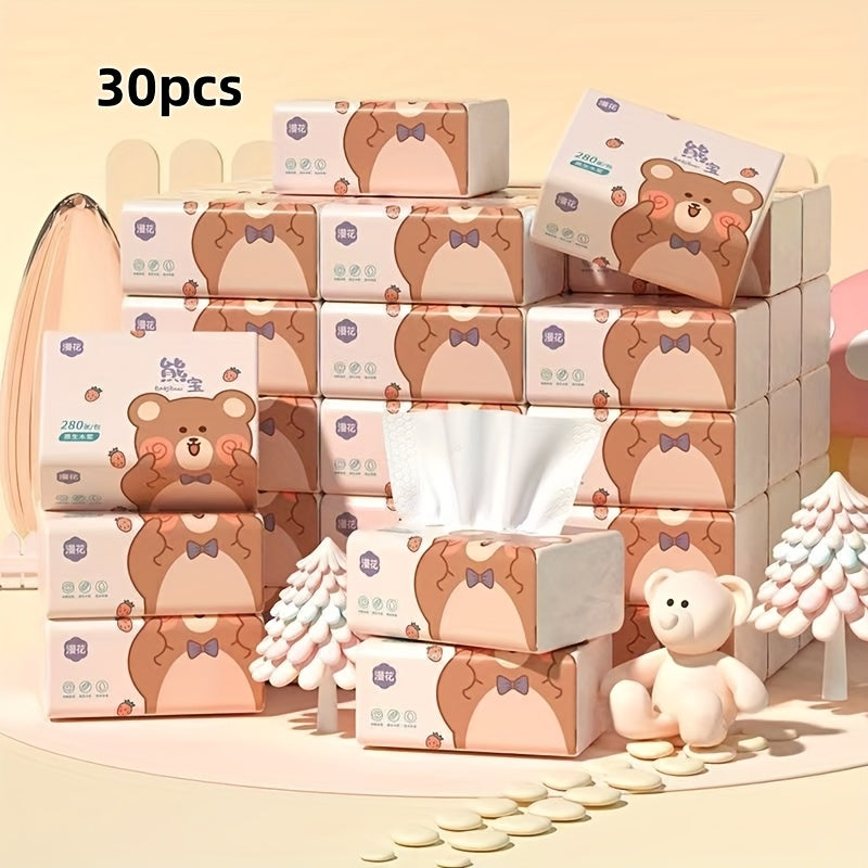 30 Packs of Soft White Tissue Paper, 280 Sheets Per Pack, Four-ply Disposable Tissues for Household Daily Cleaning