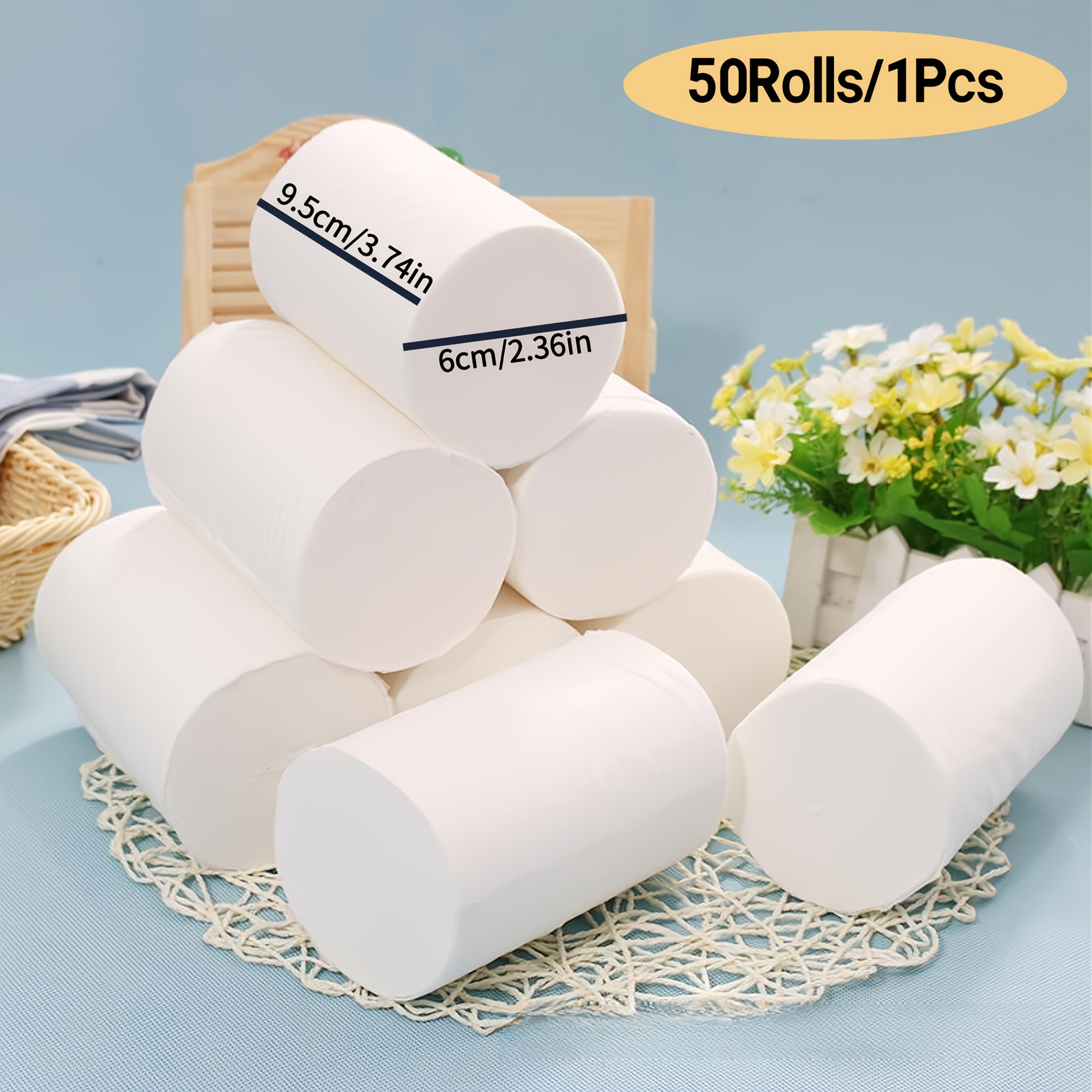50 Roll Stock Pack, 50G\u002FRoll 4-Layer Thick Coreless Roll Paper, Local Wood Pulp Household Toilet Paper, Commercial Hand Towel Kitchen Tissue, Flexible And Absorbent Toilet Paper That Does Not Fall Off Chips