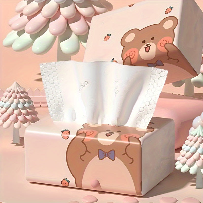 14pcs Premium 4-Ply Tissues - Ultra Soft & Absorbent, 280 Sheets per Pack, Cartoon Bear Design with Bow Ties, Ideal for Home, Office, Dorms, and Hygiene Needs
