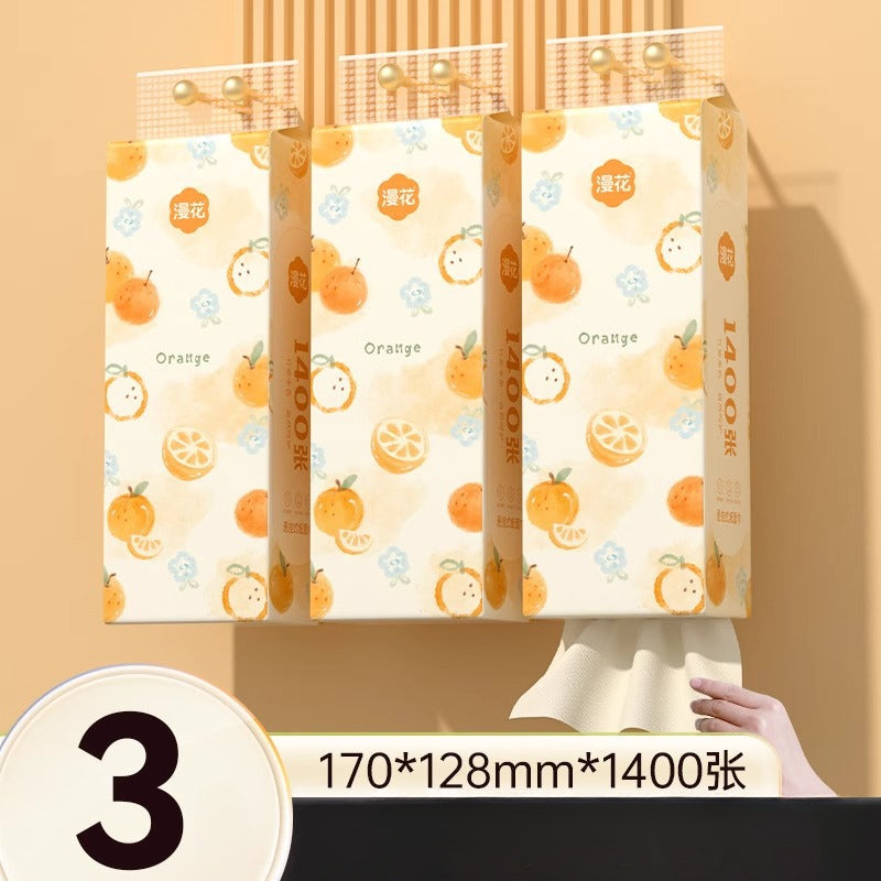 Manhua Household Tissue Paper, 1400 Sheets, Natural Color, Hanging Tissue, Four-Layer Cleaning and Hygiene Paper