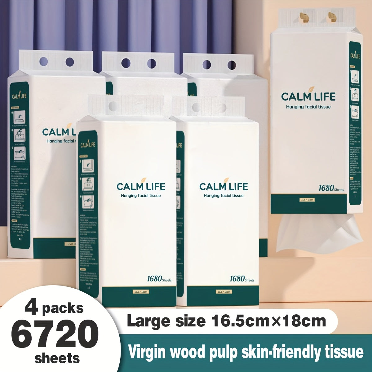 4-pack Family-sized Large Hanging Tissues, 4-ply Extra Thick, Suitable for Both Wet And Dry Use, Soft And Strong. Ideal for Daily Cleaning, Beauty Salons, Travel, And Various Other Situations. Simple And Convenient.christmas Gifts Bulk.