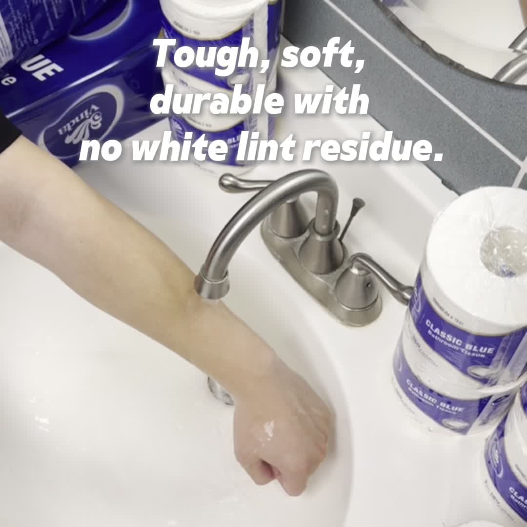 Vinda Classic Blue 3-Ply Bathroom Tissue 30 ROLLS, 100% Virgin Wood Pulp Toilet Paper, Soft & Strong, No Lint Shedding, Septic Safe, 180g\u002FRoll