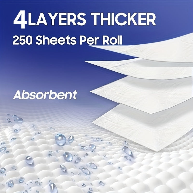 12 Rolls Family Pack Toilet Paper, 4-Ply Thickened Toilet Paper Cored Roll Paper, 250 Sheets\u002FRoll. Super Soft, Strong Water Absorption, Lint-Free And Not Easy to Break. Suitable for Hotels, Living Rooms, Kitchens