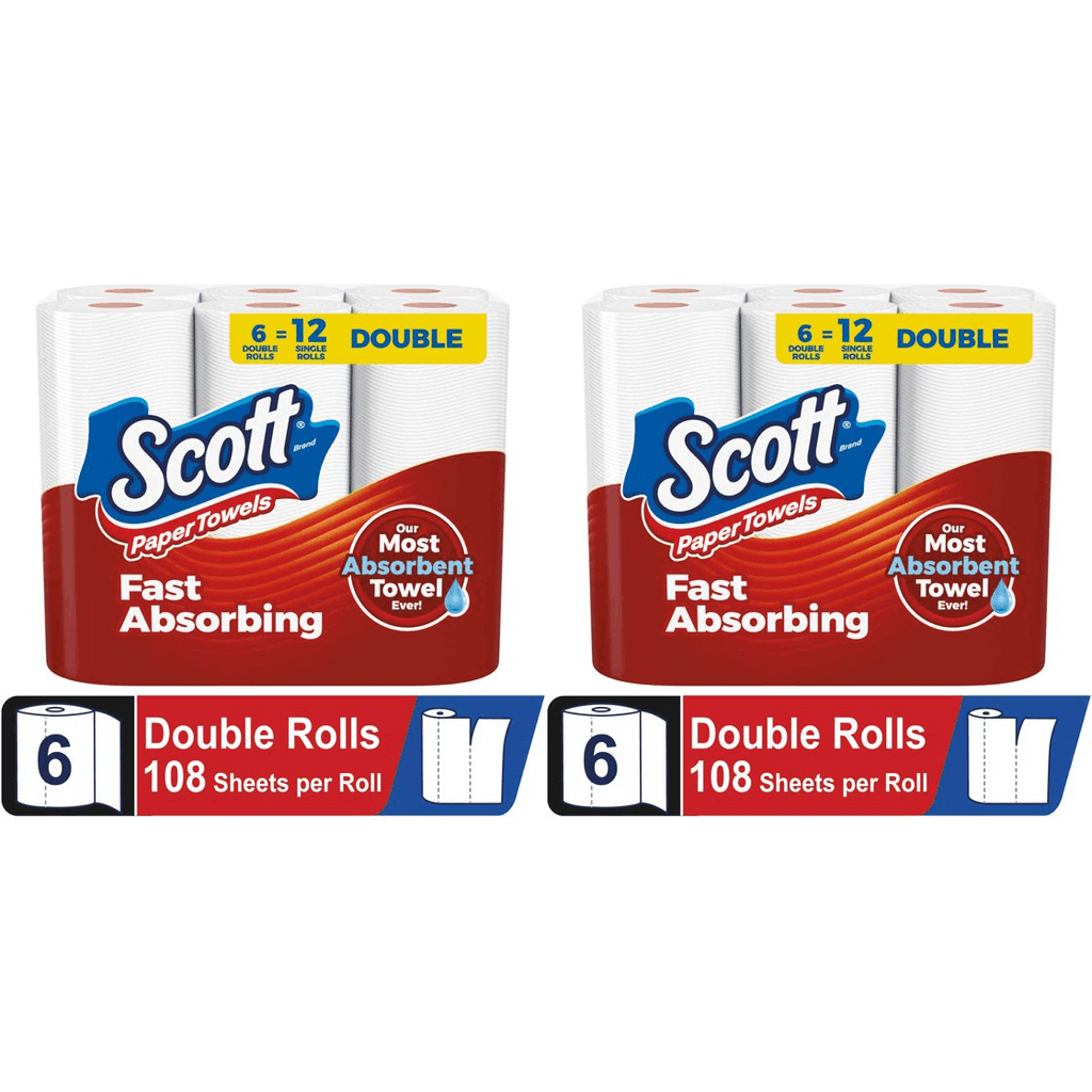 (Case of 12) Scott Choose-a-Sheet Paper Towels, 6 Double Rolls, (2 Pack)
