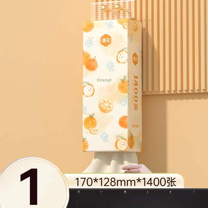 Manhua Household Tissue Paper, 1400 Sheets, Natural Color, Hanging Tissue, Four-Layer Cleaning and Hygiene Paper