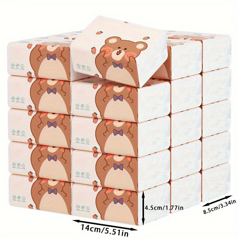 14pcs Premium 4-Ply Tissues - Ultra Soft & Absorbent, 280 Sheets per Pack, Cartoon Bear Design with Bow Ties, Ideal for Home, Office, Dorms, and Hygiene Needs