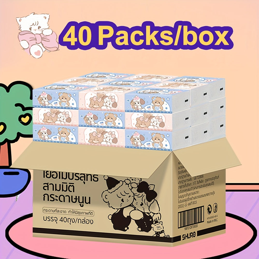 A Box of Premium Wood Pulp Tissue Paper, 40 Large Packs, 2800 Sheets, Durable and Absorbent, Suitable for Use in Homes, Offices, and Dormitories