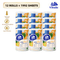 VINDA Paper kitchen Towels Select-A-Size White, 12 Mega Rolls, 3-ply .Individually Wrapped .1992 Sheets per Roll